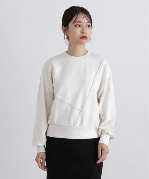 N.(N. Natural Beauty Basic)(エヌエヌナチュラルビューティーベーシック)の「パネルデザインスウェット(スウェット・レディース・ライトピンク/オフホワイト/グレー・MEDIUM)」の10枚目の写真