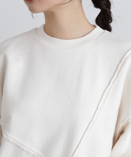 N.(N. Natural Beauty Basic)(エヌエヌナチュラルビューティーベーシック)の「パネルデザインスウェット(スウェット・レディース・ライトピンク/オフホワイト/グレー・MEDIUM)」の13枚目の写真