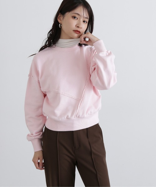 N.(N. Natural Beauty Basic)(エヌエヌナチュラルビューティーベーシック)の「パネルデザインスウェット(スウェット・レディース・ライトピンク/オフホワイト/グレー・MEDIUM)」の22枚目の写真