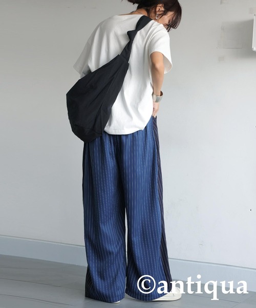 antiqua（アンティカ）の「ストライプ柄ワイドパンツ（その他パンツ・レディース・ブルー/グレー・MEDIUM/LARGE）」の10枚目の写真
