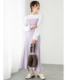 Te chichi TERRASSE（テチチテラス）の「ドッキングフレアニットワンピース（ワンピース）」