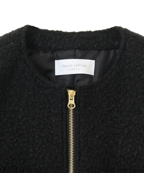 Green　Parks（グリーンパークス）の「ノーカラーZIPジャコット（ノーカラージャケット・レディース・アイボリー/ブラック・FREE）」の4枚目の写真