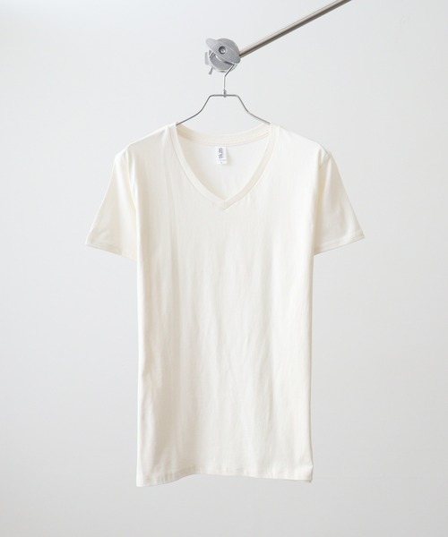 TRUSS（トラス）の「TRUSS ｽﾘﾑﾌｨｯﾄVﾈｯｸTｼｬﾂ（Tシャツ/カットソー・メンズ・ブラック/ヘザーグレー/ホワイト/イエロー/ネイビー/スカイブルー/ピンク/オフホワイト・S/L/XL/XS/M）」の2枚目の写真