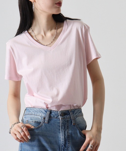 TRUSS（トラス）の「TRUSS ｽﾘﾑﾌｨｯﾄVﾈｯｸTｼｬﾂ（Tシャツ/カットソー・メンズ・ブラック/ヘザーグレー/ホワイト/イエロー/ネイビー/スカイブルー/ピンク/オフホワイト・S/L/XL/XS/M）」の8枚目の写真