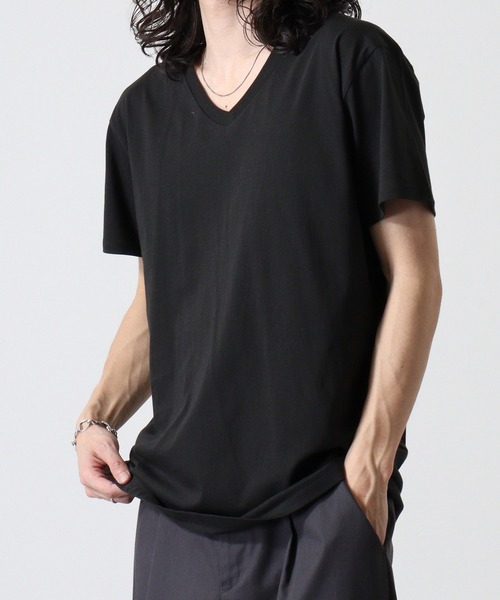 TRUSS（トラス）の「TRUSS ｽﾘﾑﾌｨｯﾄVﾈｯｸTｼｬﾂ（Tシャツ/カットソー・メンズ・ブラック/ヘザーグレー/ホワイト/イエロー/ネイビー/スカイブルー/ピンク/オフホワイト・S/L/XL/XS/M）」の3枚目の写真