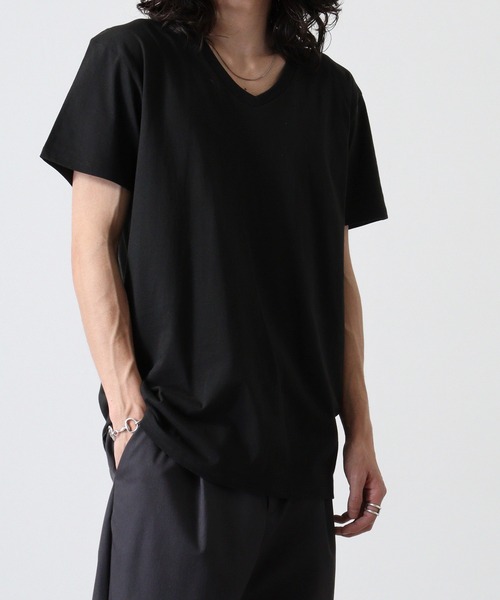 TRUSS（トラス）の「TRUSS ｽﾘﾑﾌｨｯﾄVﾈｯｸTｼｬﾂ（Tシャツ/カットソー・メンズ・ブラック/ヘザーグレー/ホワイト/イエロー/ネイビー/スカイブルー/ピンク/オフホワイト・S/L/XL/XS/M）」の16枚目の写真