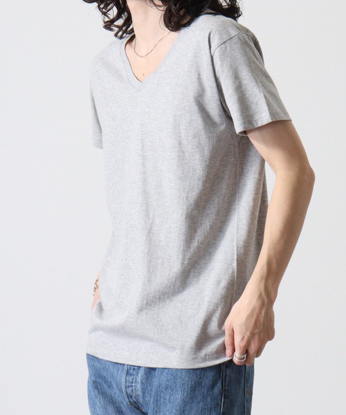 TRUSS（トラス）の「TRUSS ｽﾘﾑﾌｨｯﾄVﾈｯｸTｼｬﾂ（Tシャツ/カットソー・メンズ・ブラック/ヘザーグレー/ホワイト/イエロー/ネイビー/スカイブルー/ピンク/オフホワイト・S/L/XL/XS/M）」の18枚目の写真