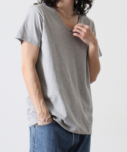 TRUSS（トラス）の「TRUSS ｽﾘﾑﾌｨｯﾄVﾈｯｸTｼｬﾂ（Tシャツ/カットソー・メンズ・ブラック/ヘザーグレー/ホワイト/イエロー/ネイビー/スカイブルー/ピンク/オフホワイト・S/L/XL/XS/M）」の19枚目の写真