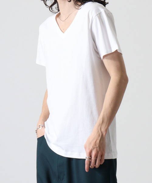 TRUSS（トラス）の「TRUSS ｽﾘﾑﾌｨｯﾄVﾈｯｸTｼｬﾂ（Tシャツ/カットソー・メンズ・ブラック/ヘザーグレー/ホワイト/イエロー/ネイビー/スカイブルー/ピンク/オフホワイト・S/L/XL/XS/M）」の9枚目の写真