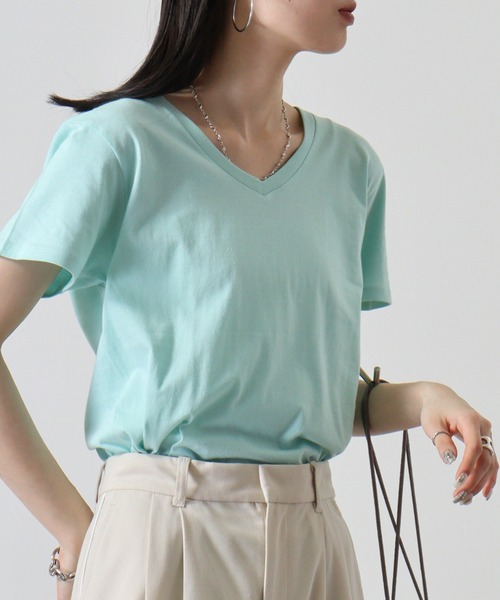 TRUSS（トラス）の「TRUSS ｽﾘﾑﾌｨｯﾄVﾈｯｸTｼｬﾂ（Tシャツ/カットソー・メンズ・ブラック/ヘザーグレー/ホワイト/イエロー/ネイビー/スカイブルー/ピンク/オフホワイト・S/L/XL/XS/M）」の21枚目の写真