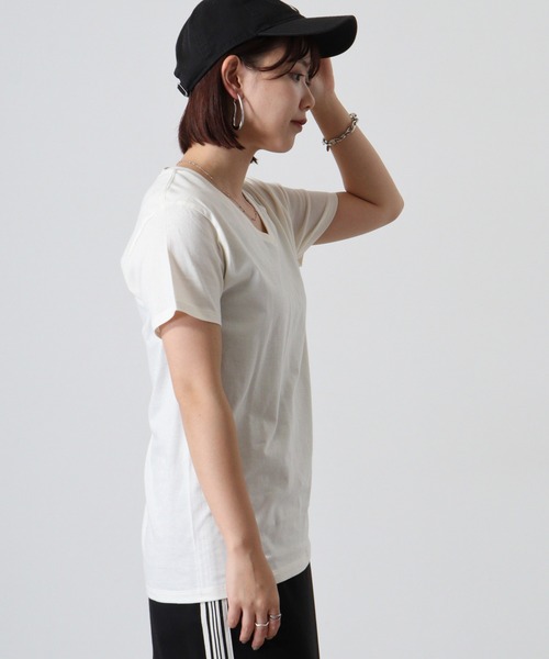 TRUSS（トラス）の「TRUSS ｽﾘﾑﾌｨｯﾄVﾈｯｸTｼｬﾂ（Tシャツ/カットソー・メンズ・ブラック/ヘザーグレー/ホワイト/イエロー/ネイビー/スカイブルー/ピンク/オフホワイト・S/L/XL/XS/M）」の14枚目の写真