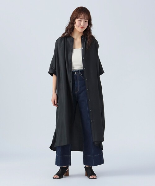 セール】【3色展開】バックギャザー ビッグ シャツワンピース