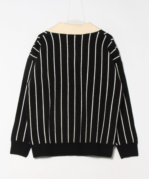 WESTBOY（ウエストボーイ）の「オーバーサイズ ストライプ ポロセーター WO25S2TP02【WB ORIGINALS】（ニット/セーター・メンズ・グレー/ブラック・XL/L/M）」の5枚目の写真