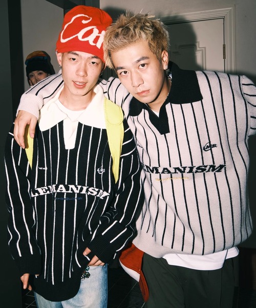 WESTBOY（ウエストボーイ）の「オーバーサイズ ストライプ ポロセーター WO25S2TP02【WB ORIGINALS】（ニット/セーター・メンズ・グレー/ブラック・XL/L/M）」の3枚目の写真