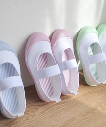 AmiAmi（アミアミ）の「【入園・入学・新生活】素材が選べるキャンバス・PVC　ストライプ上靴/パステルスクールシューズ上履き（その他シューズ）」