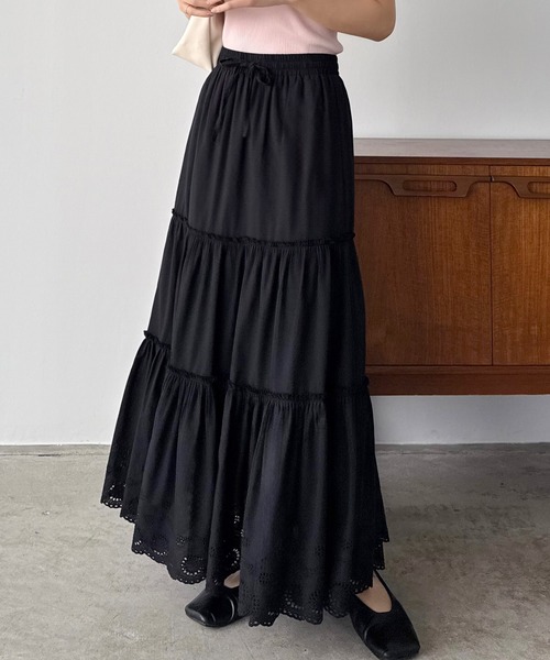 callautia(カラウティア)の「スカラップレースティアードスカート(スカート・レディース・ブラック/ホワイト・LARGE/MEDIUM/SMALL)」の8枚目の写真