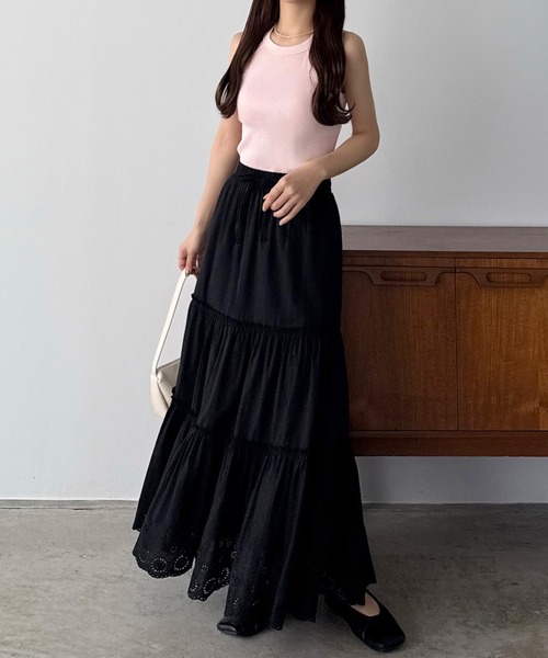 callautia(カラウティア)の「スカラップレースティアードスカート(スカート・レディース・ブラック/ホワイト・LARGE/MEDIUM/SMALL)」の11枚目の写真
