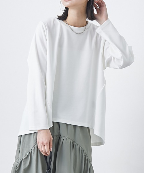 裾切替デザイン長袖トップス（Tシャツ/カットソー）｜nissen（ニッセン