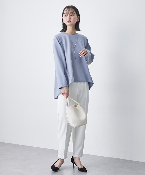 nissen(ニッセン)の「裾切替デザイン長袖トップス(Tシャツ/カットソー・レディース・オフホワイト/ブラック/ブルー・L/M)」の6枚目の写真