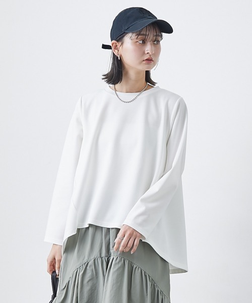 nissen(ニッセン)の「裾切替デザイン長袖トップス(Tシャツ/カットソー・レディース・オフホワイト/ブラック/ブルー・L/M)」の10枚目の写真