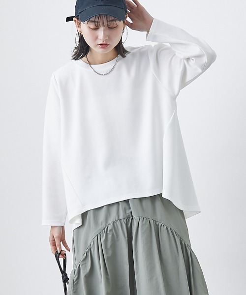 nissen(ニッセン)の「裾切替デザイン長袖トップス(Tシャツ/カットソー・レディース・オフホワイト/ブラック/ブルー・L/M)」の13枚目の写真