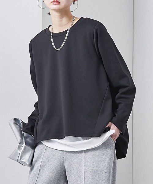 nissen(ニッセン)の「裾切替デザイン長袖トップス(Tシャツ/カットソー・レディース・オフホワイト/ブラック/ブルー・L/M)」の14枚目の写真