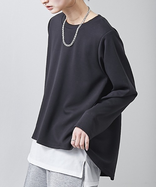 裾切替デザイン長袖トップス（Tシャツ/カットソー）｜nissen（ニッセン