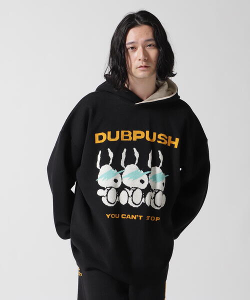 TAIN DOUBLE PUSH(タインダブルプッシュ)の「TAIN DOUBLE PUSH/タインダブルプッシュ/Exc. KNIT HOODIE(パーカー・メンズ・ブラック/ホワイト/ブルー・M/L)」の4枚目の写真