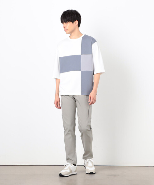 COMME CA ISM（コムサイズム）の「七分袖 カラーブロック パッチワークＴシャツ（Tシャツ/カットソー・メンズ・ブラック/チャコール/ネイビー/ホワイト・MEDIUM/LARGE/X-LARGE）」の6枚目の写真