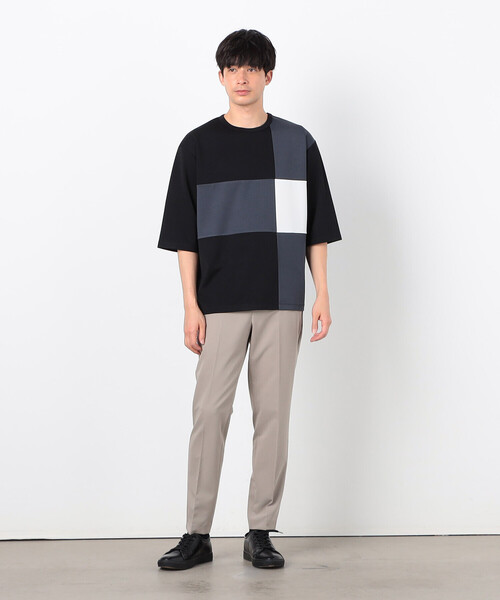 COMME CA ISM（コムサイズム）の「七分袖 カラーブロック パッチワークＴシャツ（Tシャツ/カットソー・メンズ・ブラック/チャコール/ネイビー/ホワイト・MEDIUM/LARGE/X-LARGE）」の8枚目の写真