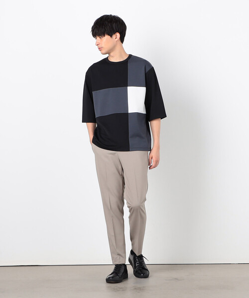 COMME CA ISM（コムサイズム）の「七分袖 カラーブロック パッチワークＴシャツ（Tシャツ/カットソー・メンズ・ブラック/チャコール/ネイビー/ホワイト・MEDIUM/LARGE/X-LARGE）」の9枚目の写真