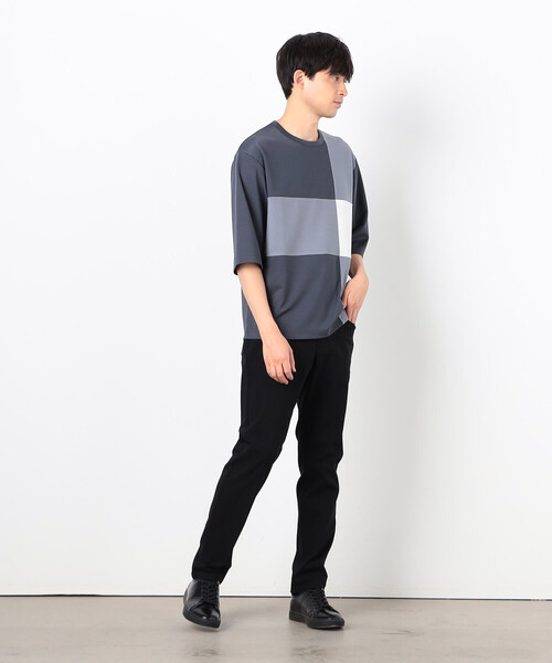 COMME CA ISM（コムサイズム）の「七分袖 カラーブロック パッチワークＴシャツ（Tシャツ/カットソー・メンズ・ブラック/チャコール/ネイビー/ホワイト・MEDIUM/LARGE/X-LARGE）」の11枚目の写真