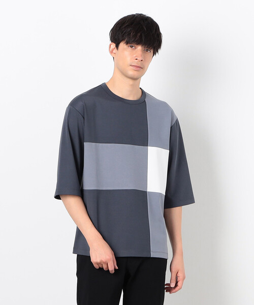 COMME CA ISM（コムサイズム）の「七分袖 カラーブロック パッチワークＴシャツ（Tシャツ/カットソー・メンズ・ブラック/チャコール/ネイビー/ホワイト・MEDIUM/LARGE/X-LARGE）」の13枚目の写真