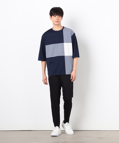 COMME CA ISM（コムサイズム）の「七分袖 カラーブロック パッチワークＴシャツ（Tシャツ/カットソー・メンズ・ブラック/チャコール/ネイビー/ホワイト・MEDIUM/LARGE/X-LARGE）」の14枚目の写真