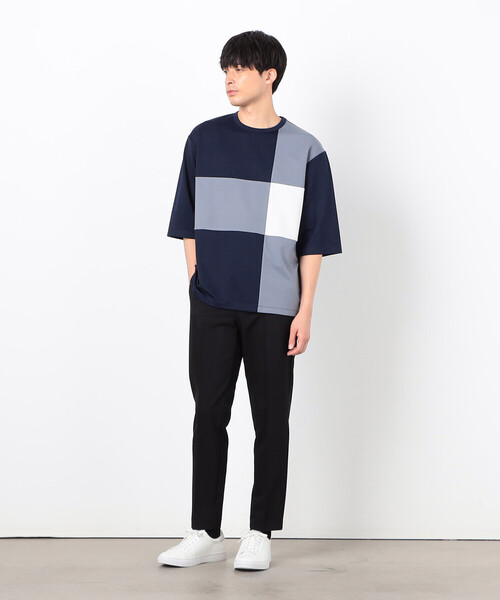 COMME CA ISM（コムサイズム）の「七分袖 カラーブロック パッチワークＴシャツ（Tシャツ/カットソー・メンズ・ブラック/チャコール/ネイビー/ホワイト・MEDIUM/LARGE/X-LARGE）」の15枚目の写真