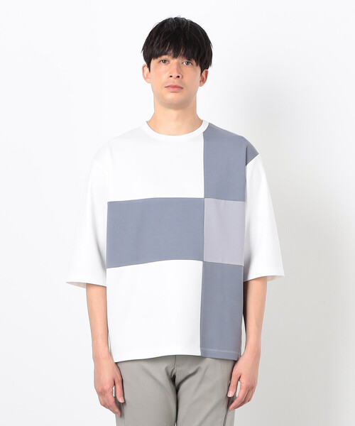 COMME CA ISM（コムサイズム）の「七分袖 カラーブロック パッチワークＴシャツ（Tシャツ/カットソー・メンズ・ブラック/チャコール/ネイビー/ホワイト・MEDIUM/LARGE/X-LARGE）」の17枚目の写真