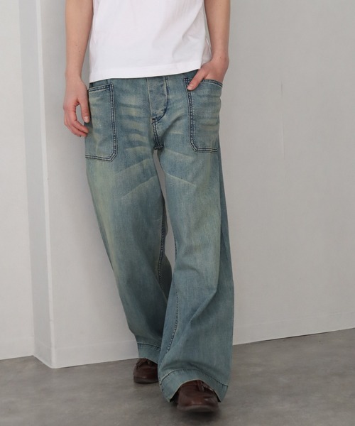 セール】【HOUSTON/ヒューストン】USA COTTON DENIM SAILOR PANTS