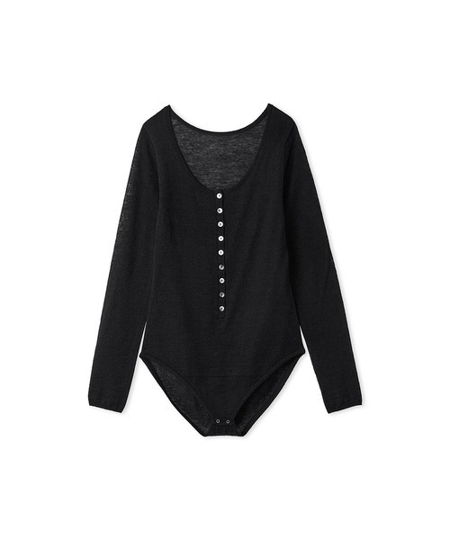 styling/（スタイリング）の「ヘンリーネックニットボディースーツ（ニット/セーター・レディース・ブラック/ピンク/オフホワイト・FREE）」の2枚目の写真