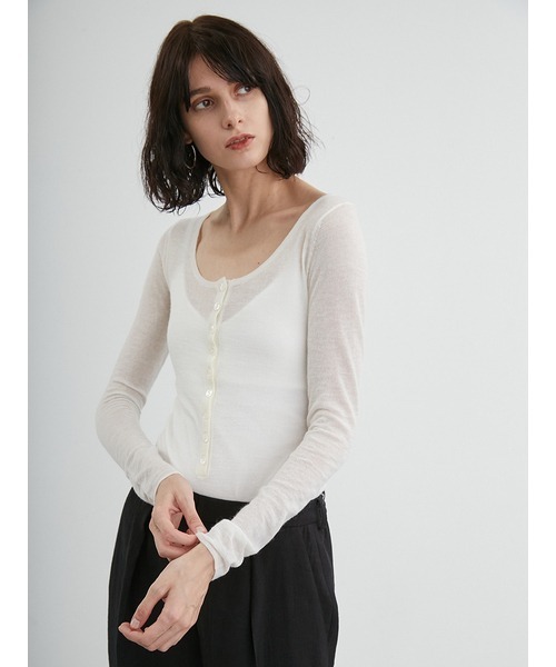 styling/（スタイリング）の「ヘンリーネックニットボディースーツ（ニット/セーター・レディース・ブラック/ピンク/オフホワイト・FREE）」の5枚目の写真