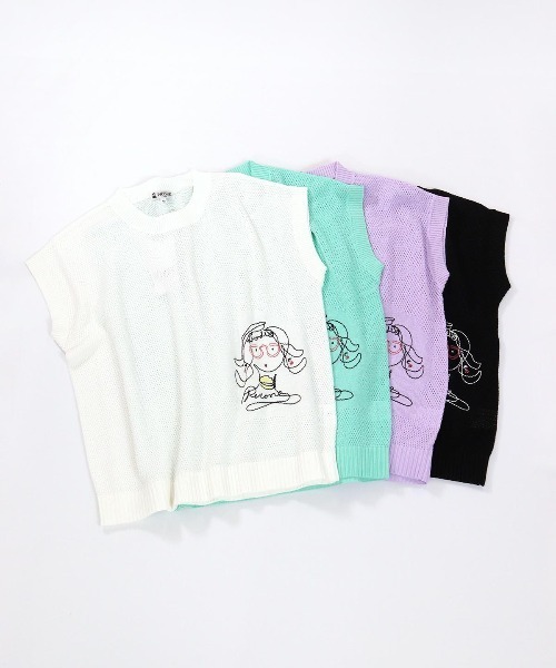 STUDIO PICONE(スタジオピッコーネ)の「透かし編み刺繍ニットベスト(ベスト・レディース・ホワイト/ライトグリーン/ライトパープル/ブラック・L/M)」の13枚目の写真