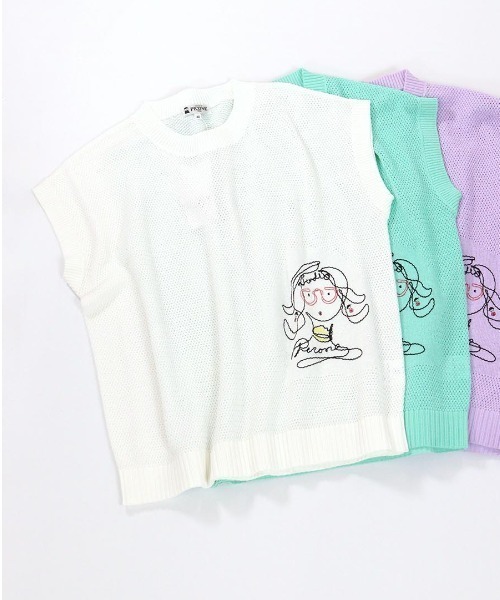 STUDIO PICONE(スタジオピッコーネ)の「透かし編み刺繍ニットベスト(ベスト・レディース・ホワイト/ライトグリーン/ライトパープル/ブラック・L/M)」の21枚目の写真