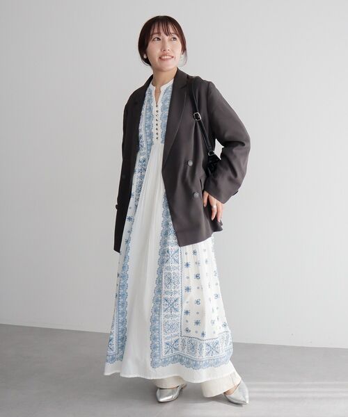 CRAFT STANDARD BOUTIQUE(クラフトスタンダードブティック)の「Wテーラードジャケット ◆(テーラードジャケット・レディース・グレイッシュベージュ/ダークグレー・FREE)」の9枚目の写真