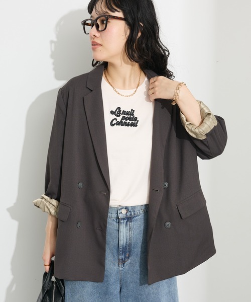 CRAFT STANDARD BOUTIQUE(クラフトスタンダードブティック)の「Wテーラードジャケット ◆(テーラードジャケット・レディース・グレイッシュベージュ/ダークグレー・FREE)」の1枚目の写真