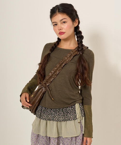 TINA：JOJUN（ティーナジョジュン）の「マルチウェイ プリーツフェイクレザーバッグ TINA：JOJUN（ショルダーバッグ・レディース・ベージュ/ブラウン・F）」の14枚目の写真