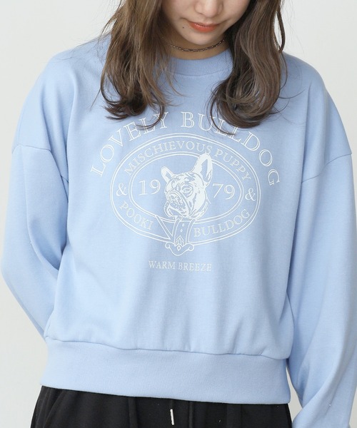 ROOPTOKYO（ループトウキョウ）の「College logo style bulldog print sweatshirt / カレッジロゴ風ブルドッグプリント スウェット（スウェット・レディース・グレー/ブルー/ライトグレー・FREE）」の3枚目の写真