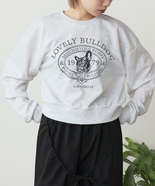 ROOPTOKYO（ループトウキョウ）の「College logo style bulldog print sweatshirt / カレッジロゴ風ブルドッグプリント スウェット（スウェット・レディース・グレー/ブルー/ライトグレー・FREE）」の15枚目の写真