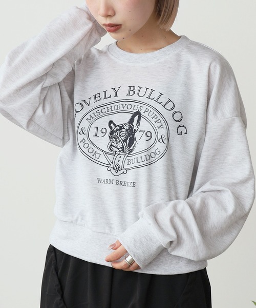 ROOPTOKYO（ループトウキョウ）の「College logo style bulldog print sweatshirt / カレッジロゴ風ブルドッグプリント スウェット（スウェット・レディース・グレー/ブルー/ライトグレー・FREE）」の16枚目の写真