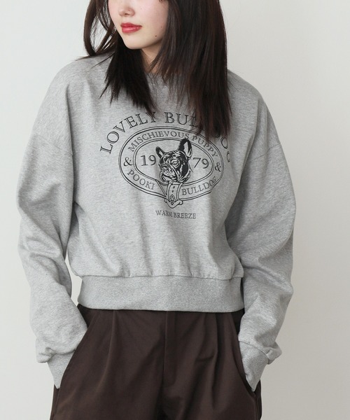 ROOPTOKYO（ループトウキョウ）の「College logo style bulldog print sweatshirt / カレッジロゴ風ブルドッグプリント スウェット（スウェット・レディース・グレー/ブルー/ライトグレー・FREE）」の19枚目の写真
