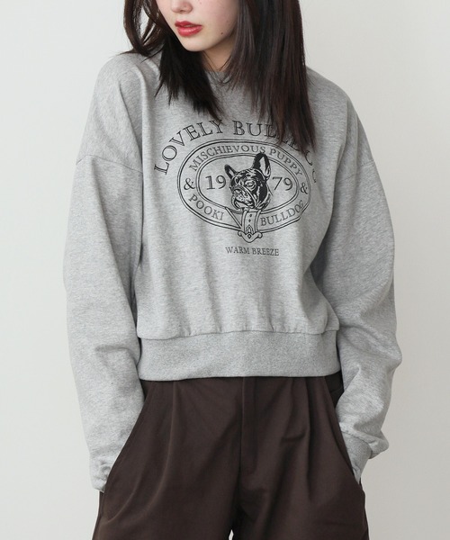 ROOPTOKYO（ループトウキョウ）の「College logo style bulldog print sweatshirt / カレッジロゴ風ブルドッグプリント スウェット（スウェット・レディース・グレー/ブルー/ライトグレー・FREE）」の20枚目の写真
