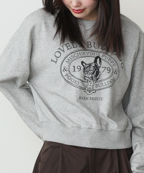 ROOPTOKYO（ループトウキョウ）の「College logo style bulldog print sweatshirt / カレッジロゴ風ブルドッグプリント スウェット（スウェット・レディース・グレー/ブルー/ライトグレー・FREE）」の21枚目の写真
